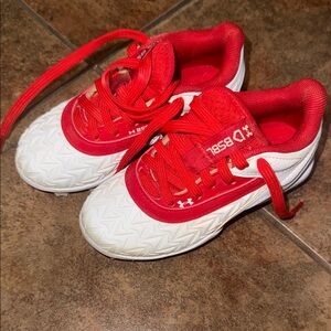 Under Armour Kids Cleats in Red and White